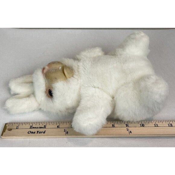 Vintage Rubber Face Plush Bunny Rabbit Hand Puppet White Pink Nose Creepy - Picture 7 of 7